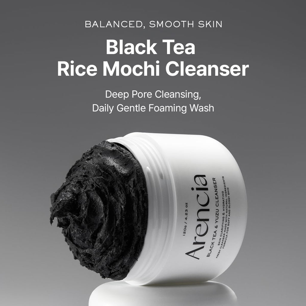 ARENCIA Black Tea Rice Mochi Cleanser – Pore Care & Sebum Control, 120g