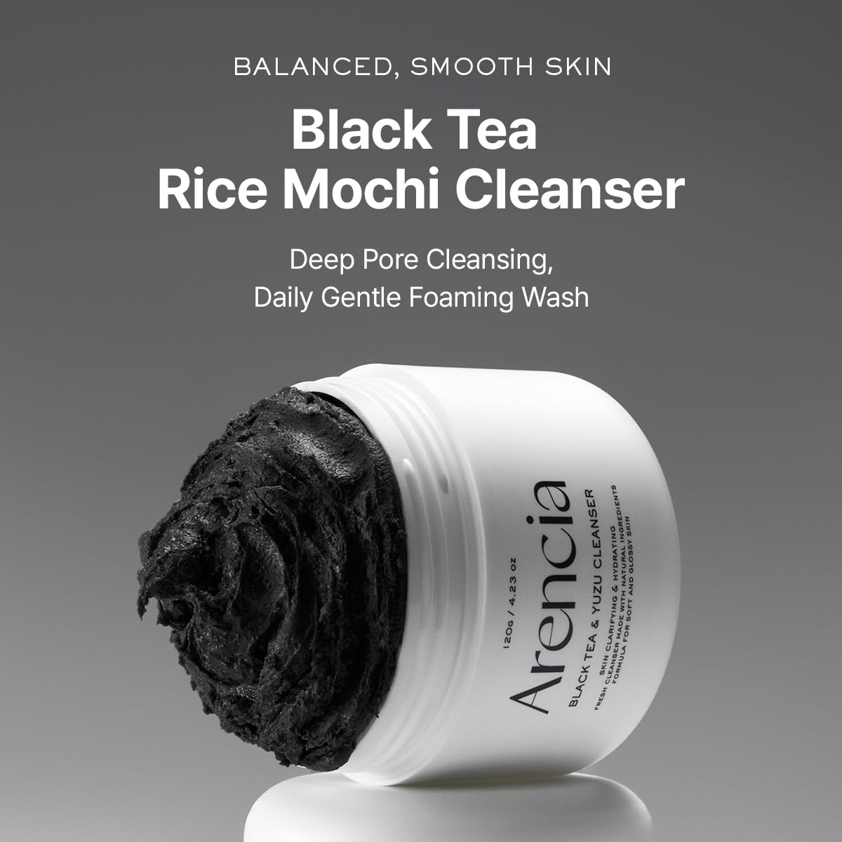 ARENCIA Black Tea Rice Mochi Cleanser – Pore Care & Sebum Control, 120g