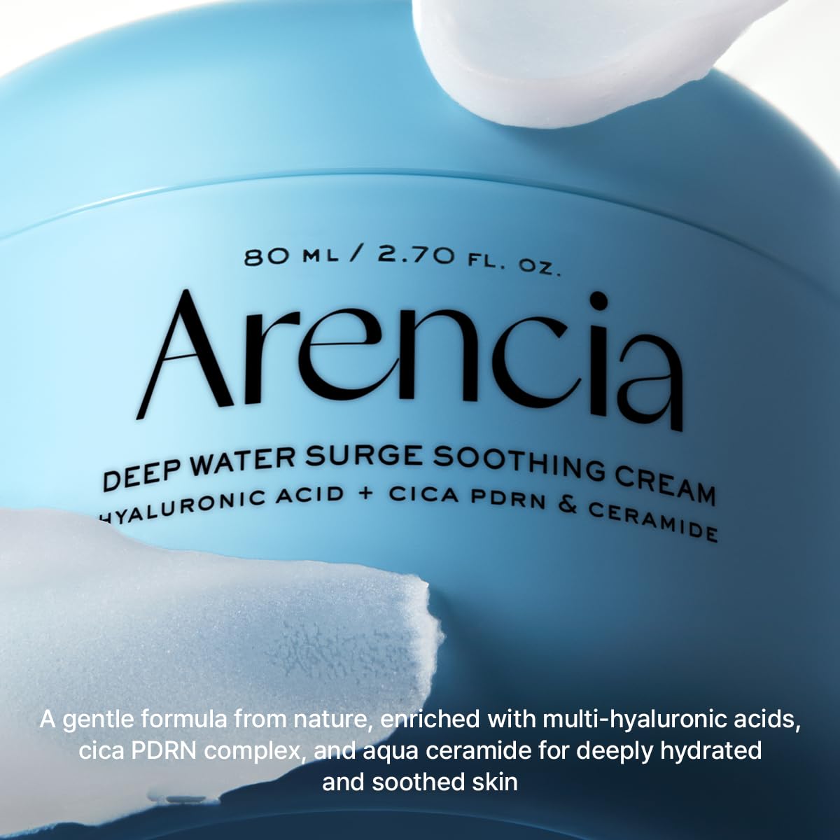 ARENCIA Deep Water Surge Cream – Hydration with Hyaluronic Acid, Cica PDRN & Ceramide, 2.7 oz