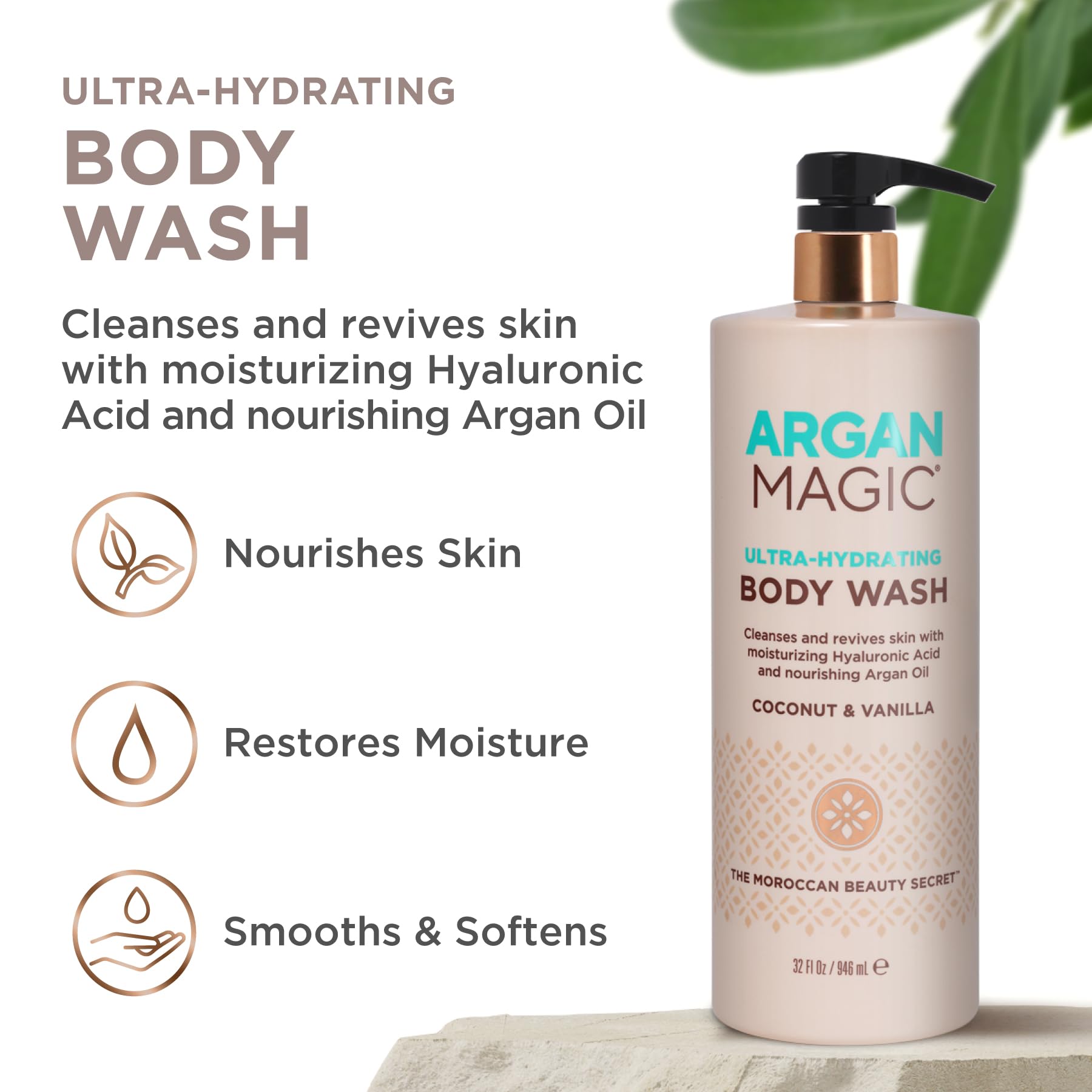 Argan Magic Ultra-Hydrating Body Wash with Hyaluronic Acid & Argan Oil | Made in USA