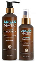 Argan Magic Defining Curl Cream & Hair Oil Combo Pack – Defines Curls, Adds Shine | Made in USA | Paraben Free