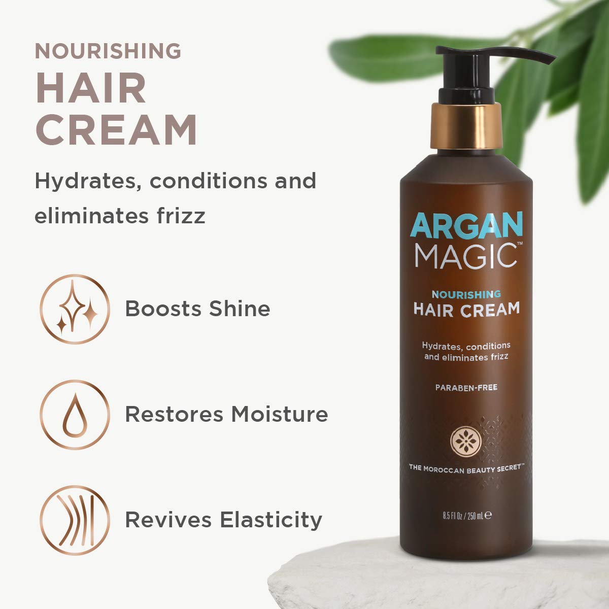 Argan Magic Nourishing Hair Cream - Hydrates, Controls Frizz, Seals Shine | 8.5 oz | Made in USA
