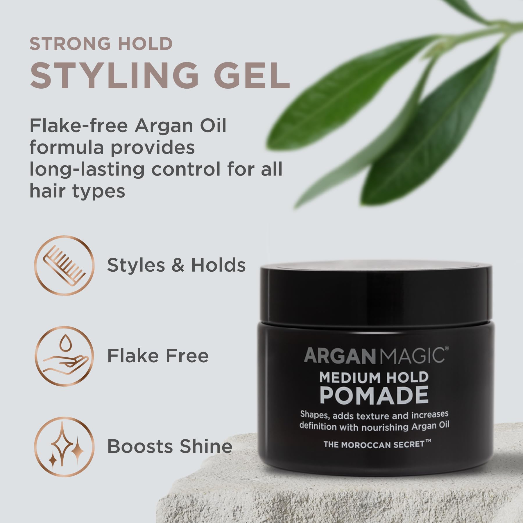 Argan Magic Medium Hold Pomade with Argan Oil – 8 oz (2-Pack) – Made in USA, Cruelty Free