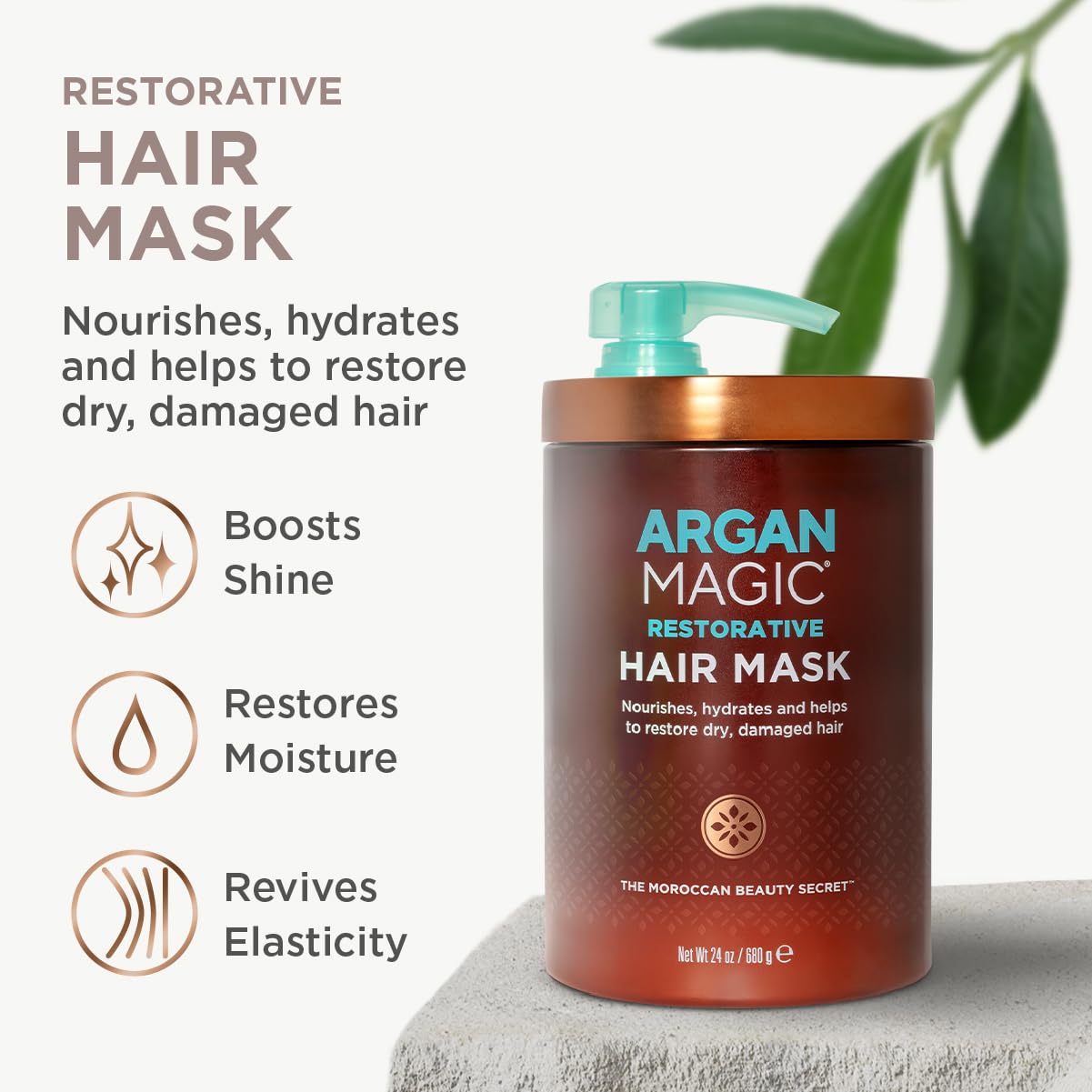 Argan Magic Restorative Hair Mask – Protein-Rich Conditioning for Hydration, Elasticity & Shine (24 Oz)