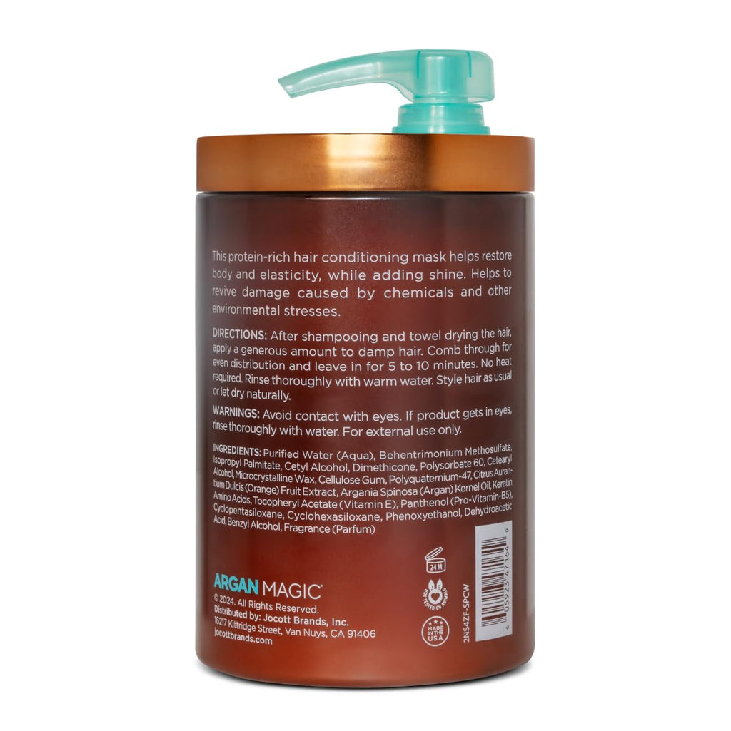 Argan Magic Restorative Hair Mask – Protein-Rich Conditioning for Hydration, Elasticity & Shine (24 Oz)