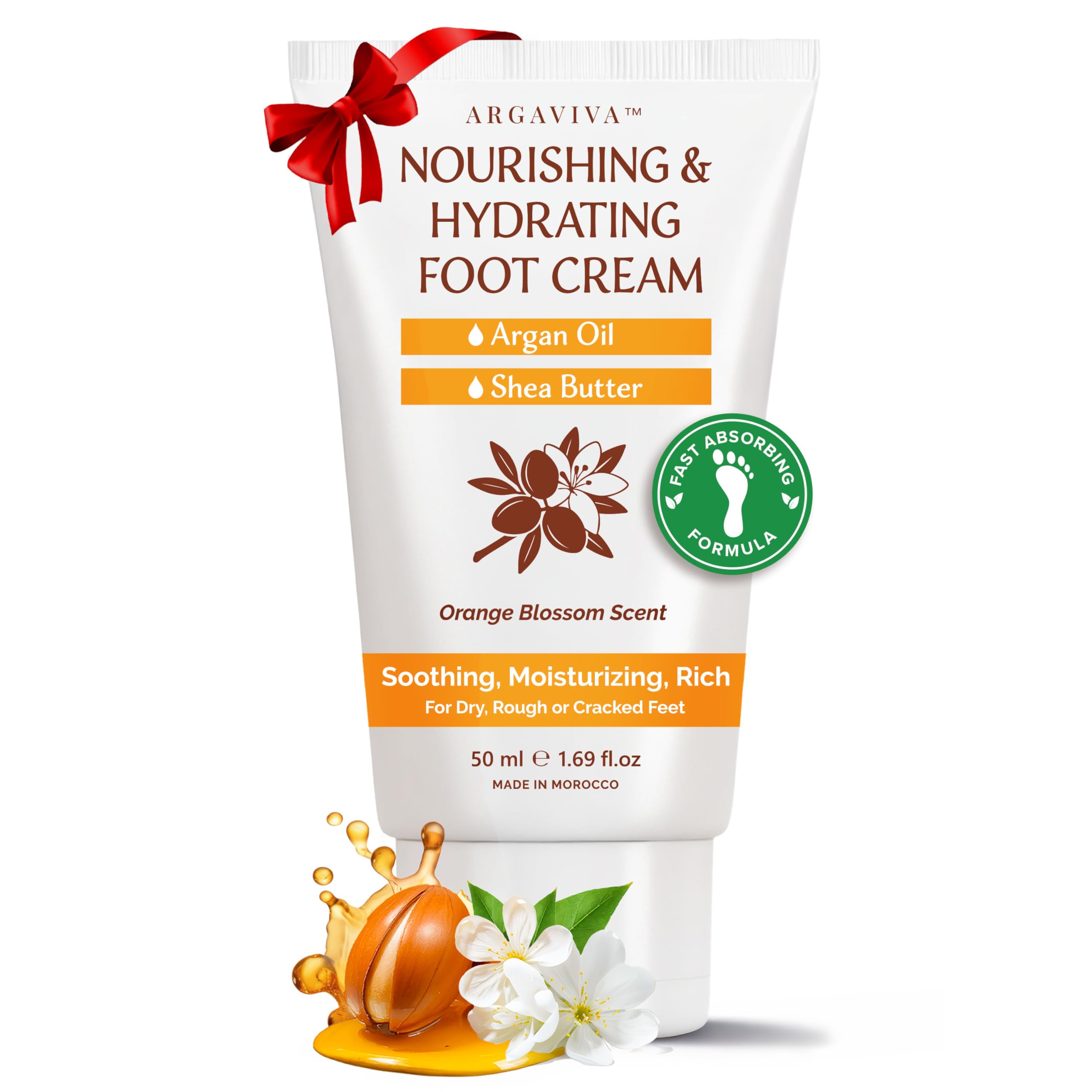 Argaviva Foot Cream for Dry Cracked Heels – Hydrating Moisturizer with Argan Oil, Shea Butter & Vitamin E
