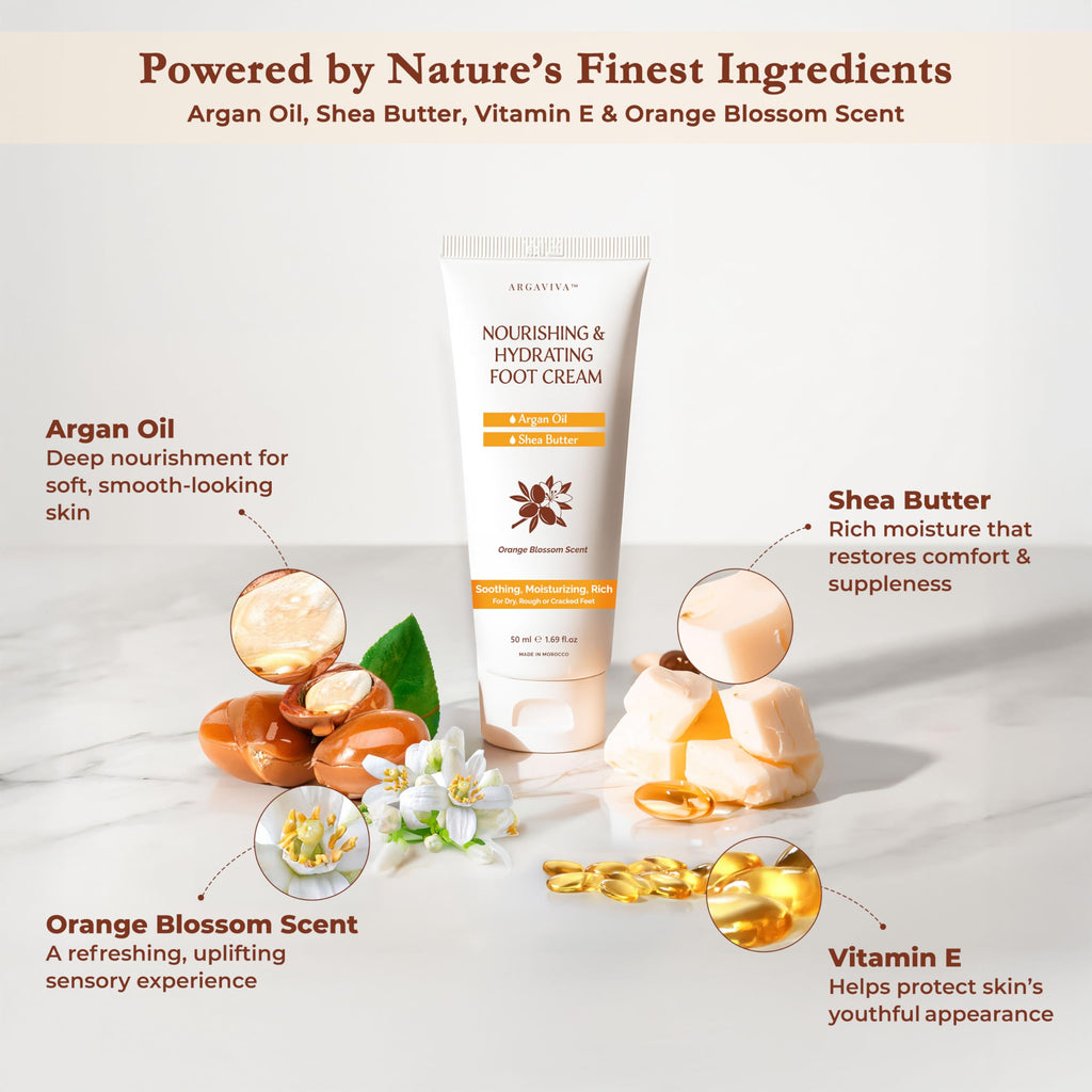 Argaviva Foot Cream for Dry Cracked Heels – Hydrating Moisturizer with Argan Oil, Shea Butter & Vitamin E