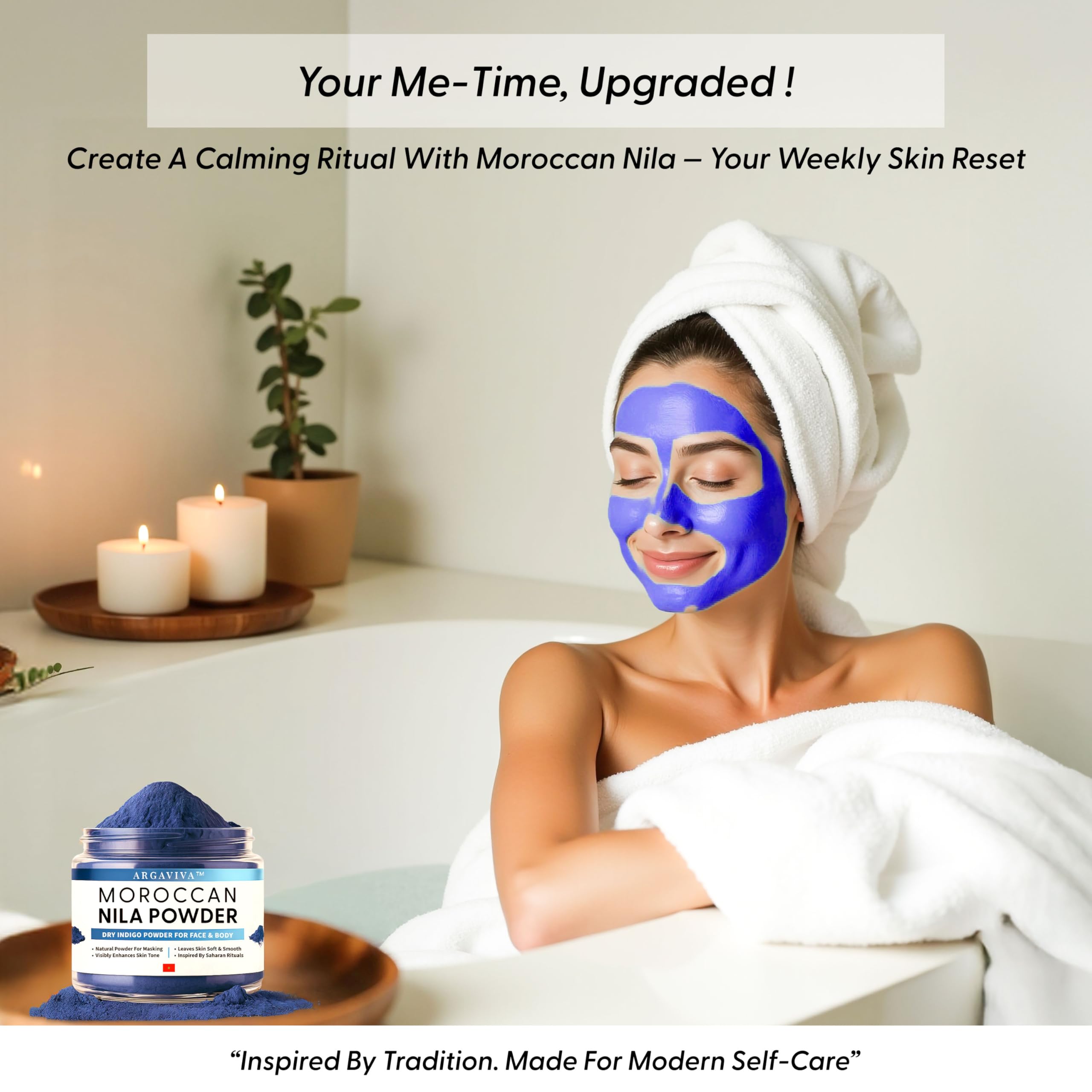 Argaviva Moroccan Nila Powder — Natural Blue Clay Mask for Face, Body & Hair