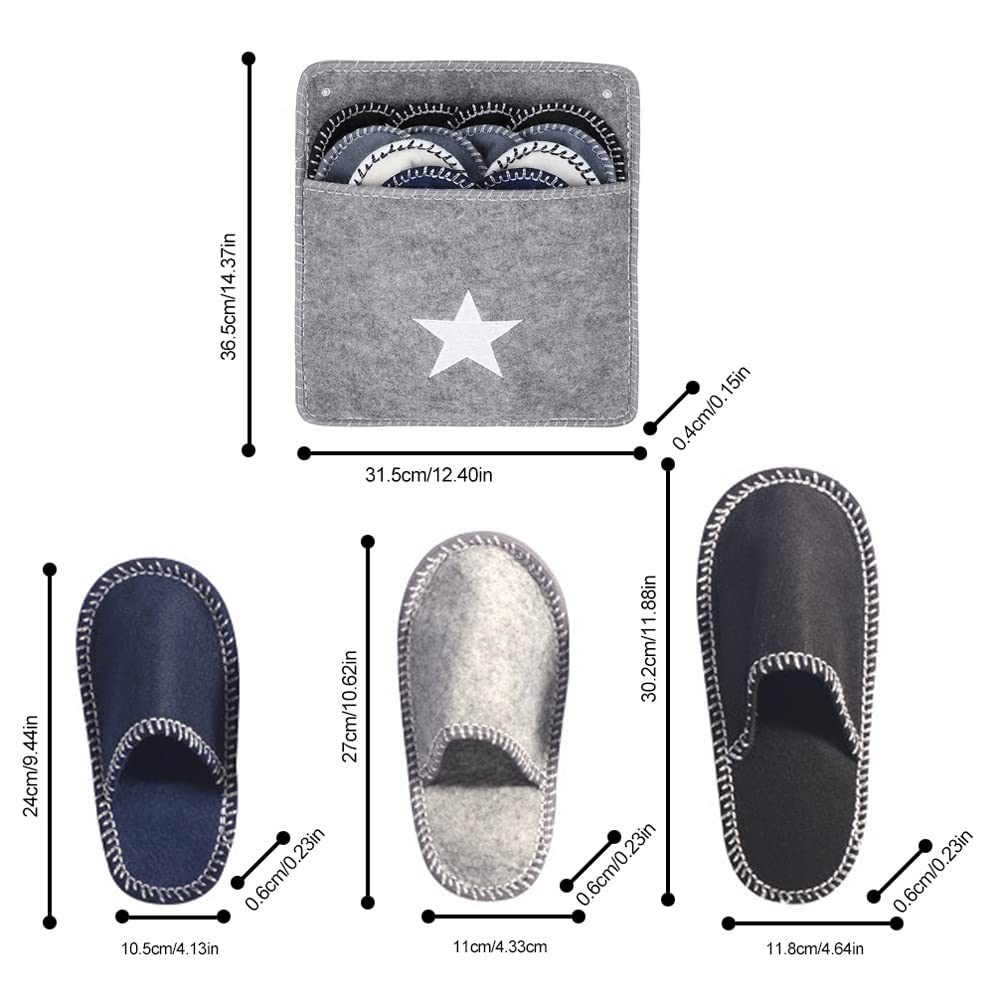 ariarly Fleece Felt Guest Slippers – 6 Pairs Anti-Slip Washable Spa Slippers for Hotels & Travel