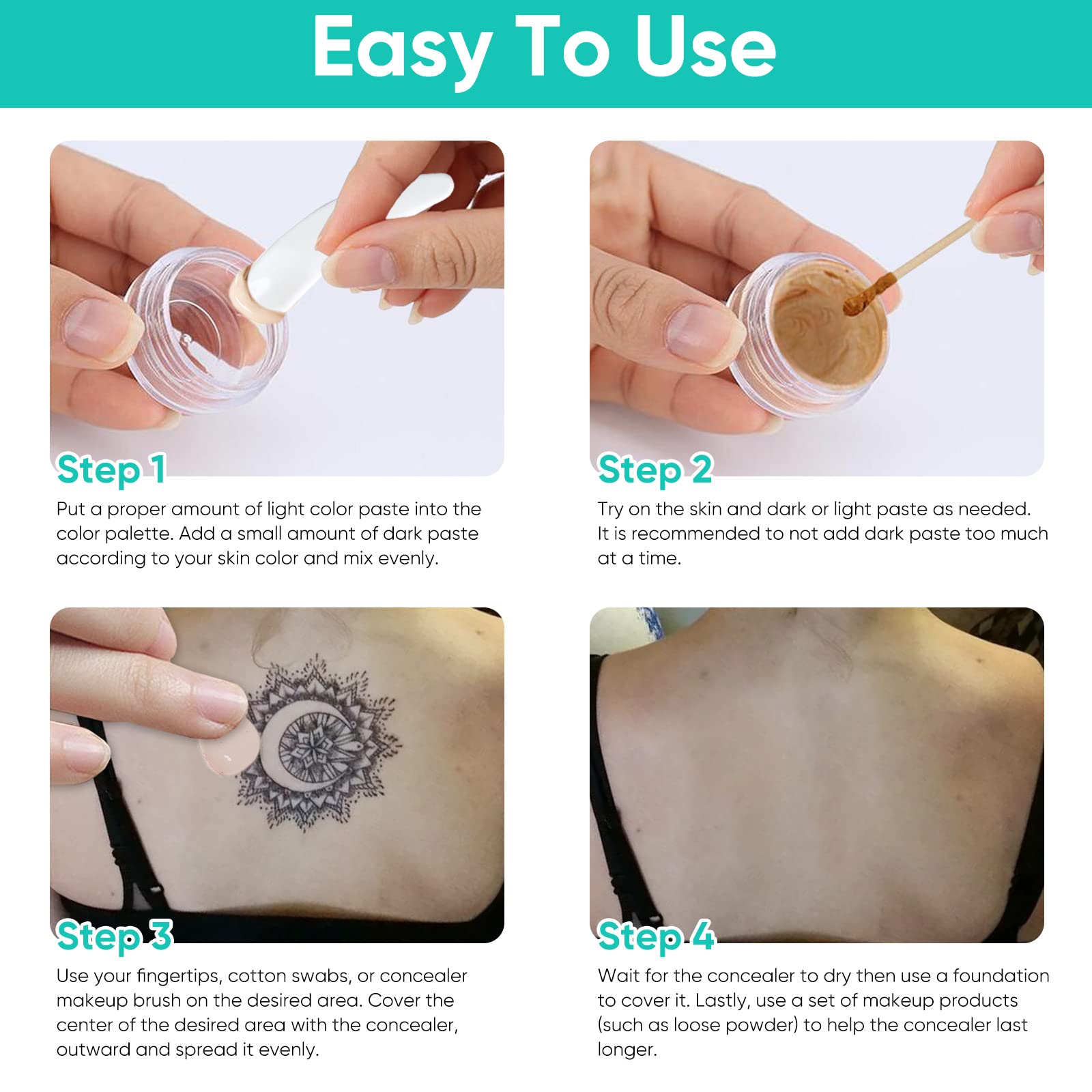 ARIOS Tattoo Cover Up Makeup Waterproof – 2-Color Long Lasting Body Concealer for Tattoos, Scars, Vitiligo & Dark Spots