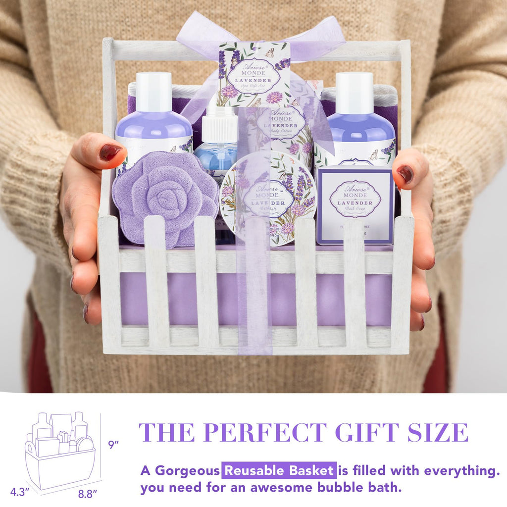 ArioseMonde Lavender Spa Gift Set – Luxury At-Home Self-Care Gift Baskets for Women
