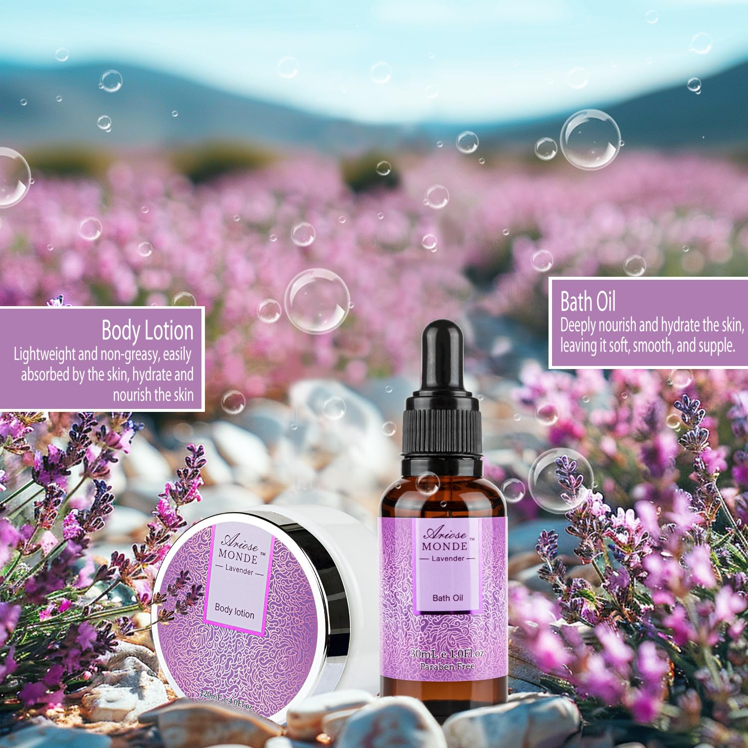 ArioseMonde Lavender Bath Set – Premium Spa Gift Basket for Women