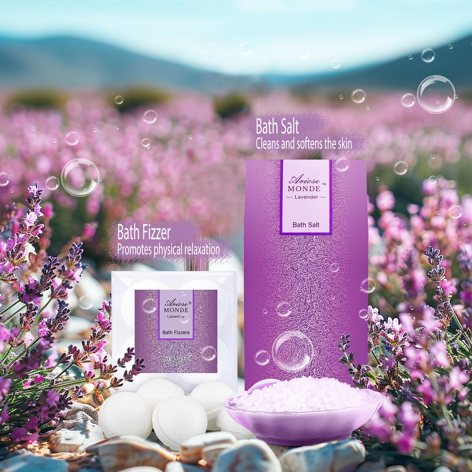 ArioseMonde Lavender Bath Set – Premium Spa Gift Basket for Women