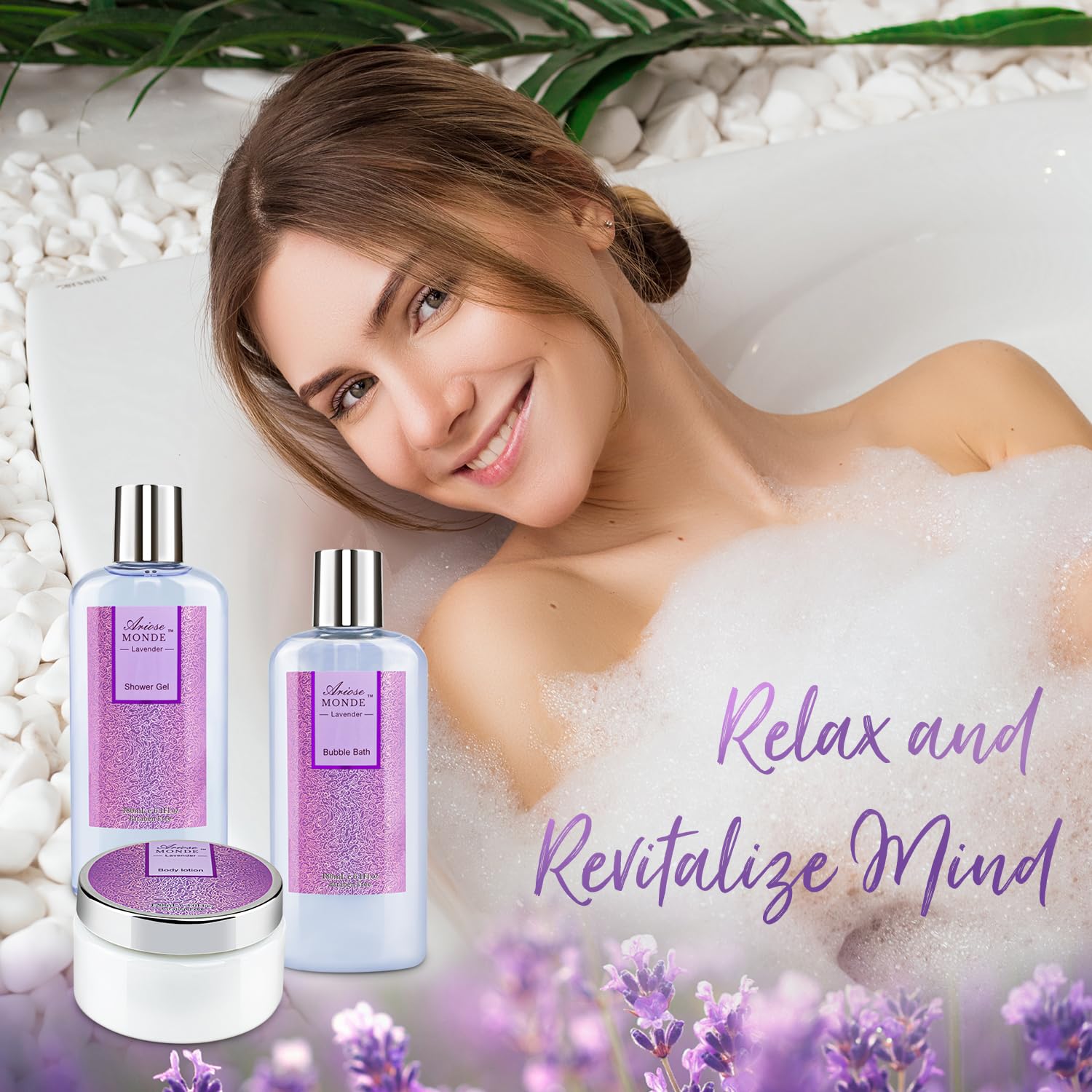 ArioseMonde Lavender Bath Set – Premium Spa Gift Basket for Women