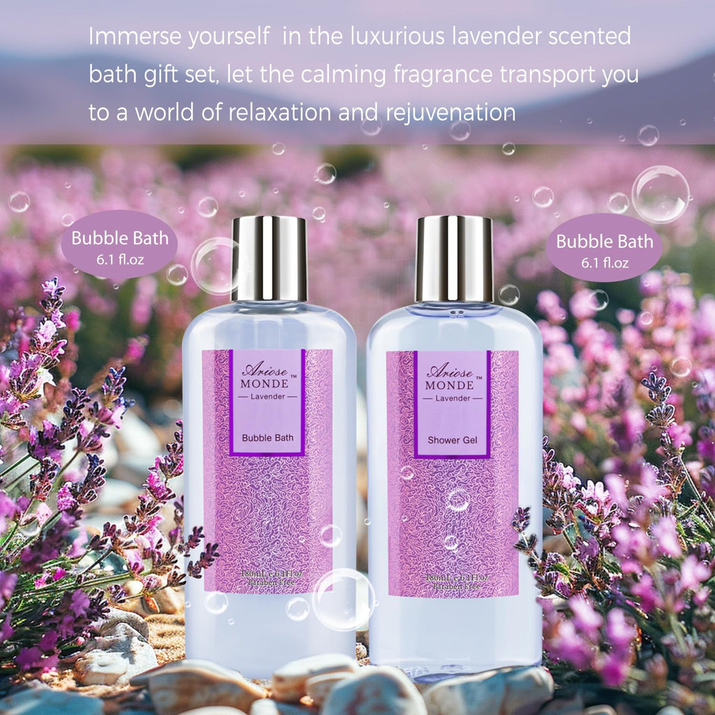 ArioseMonde Lavender Bath Set – Premium Spa Gift Basket for Women