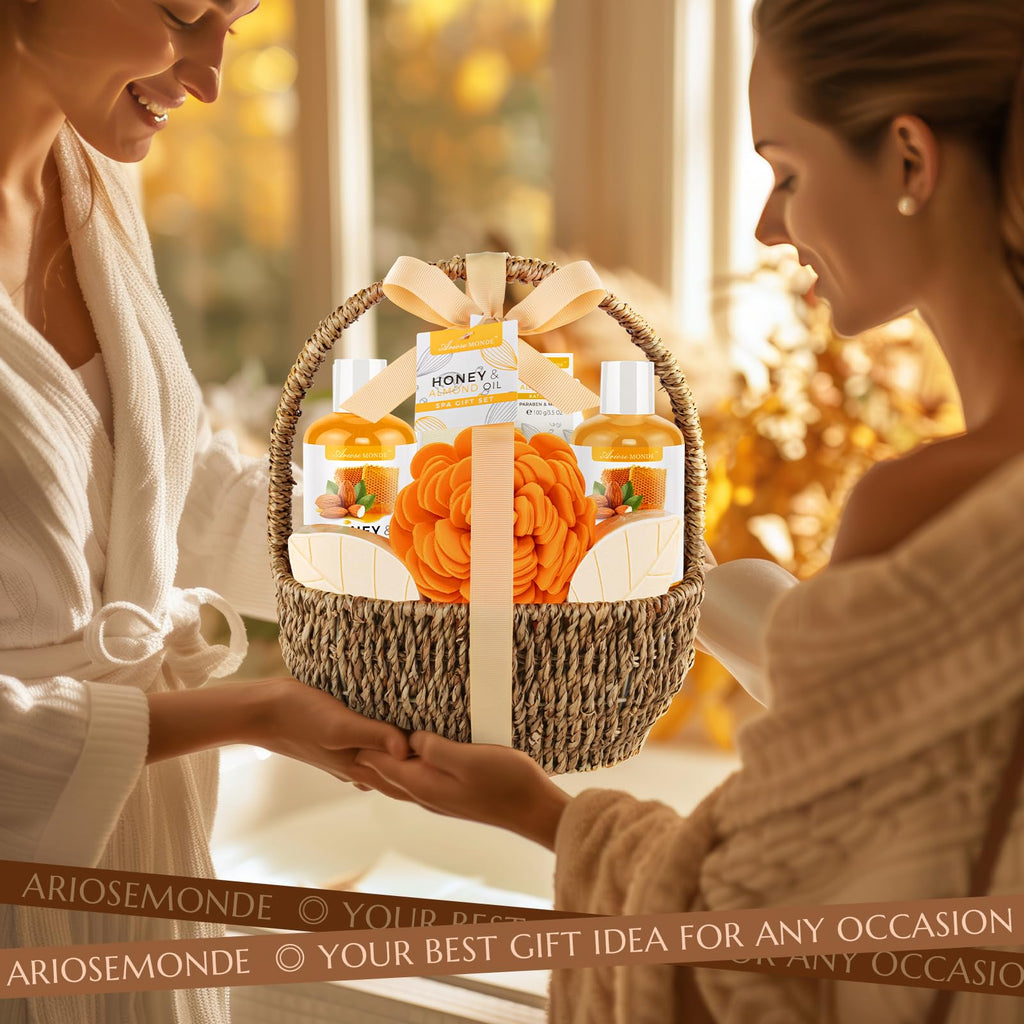 ArioseMonde Bath Spa Gift Basket – 8pc Honey & Almond Set