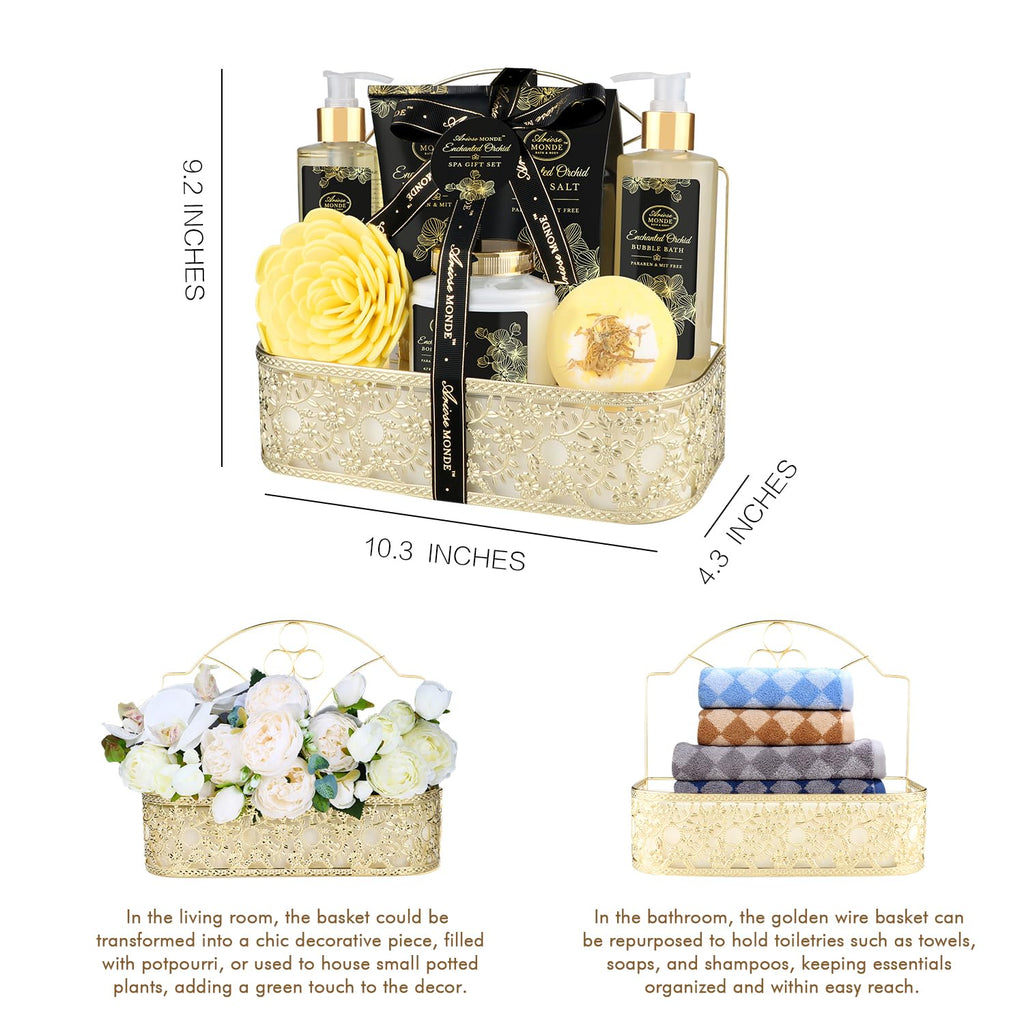 ArioseMonde Enchanted Orchid Spa Gift Basket for Women – Home Spa Kit