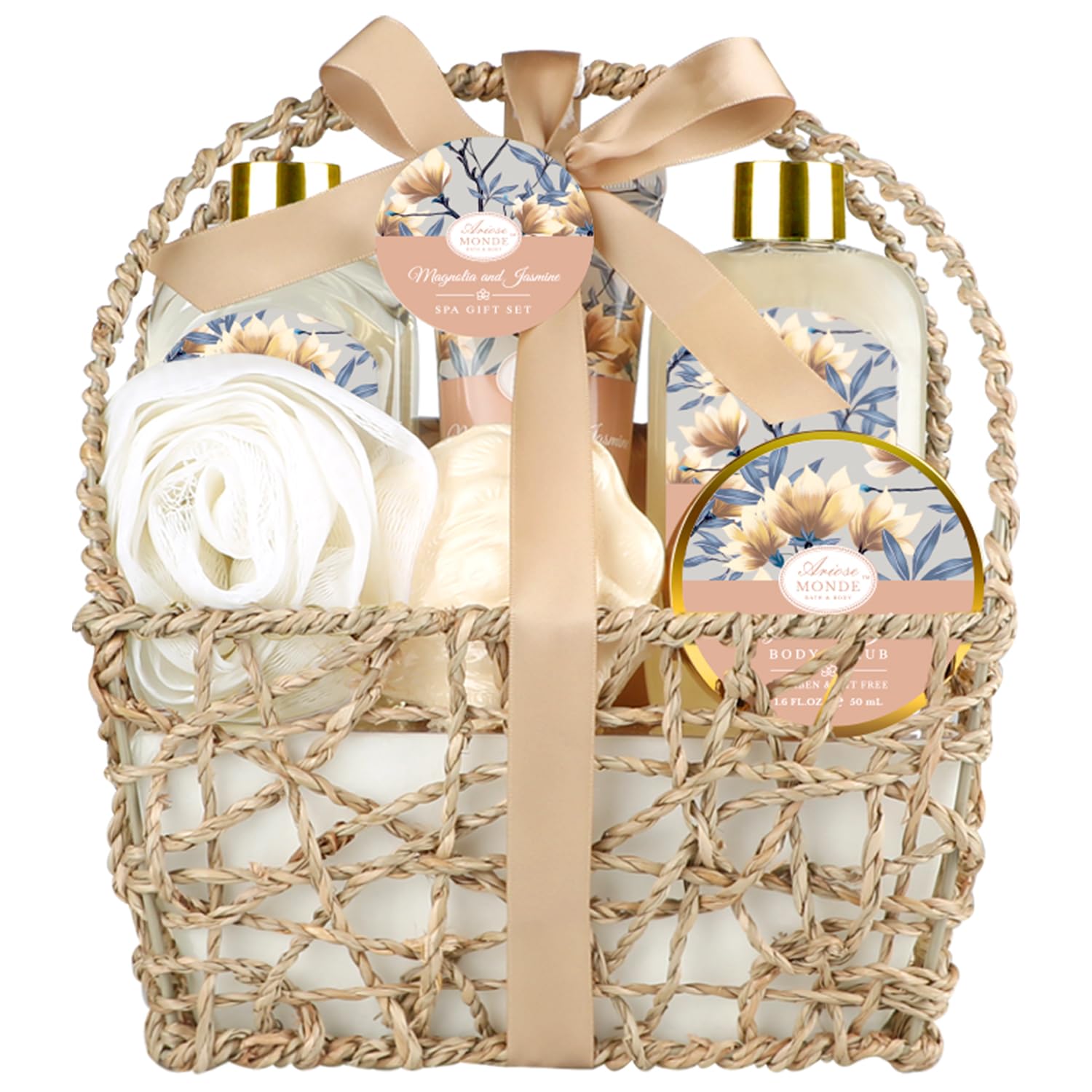 ArioseMonde Home Spa Gift Basket — Bath Spa Kit for Women Magnolia & Jasmine