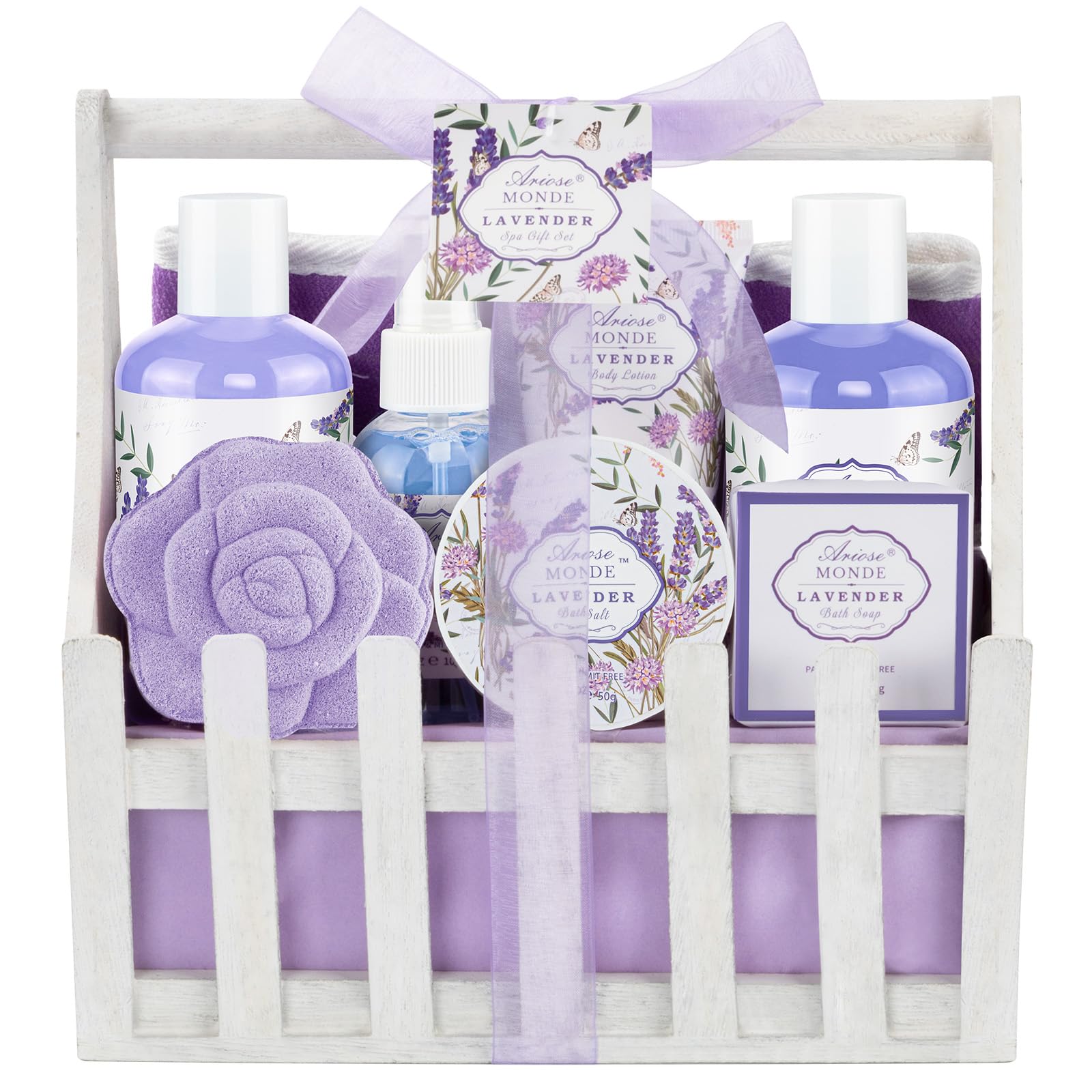 ArioseMonde Lavender Spa Gift Set – Luxury At-Home Self-Care Gift Baskets for Women