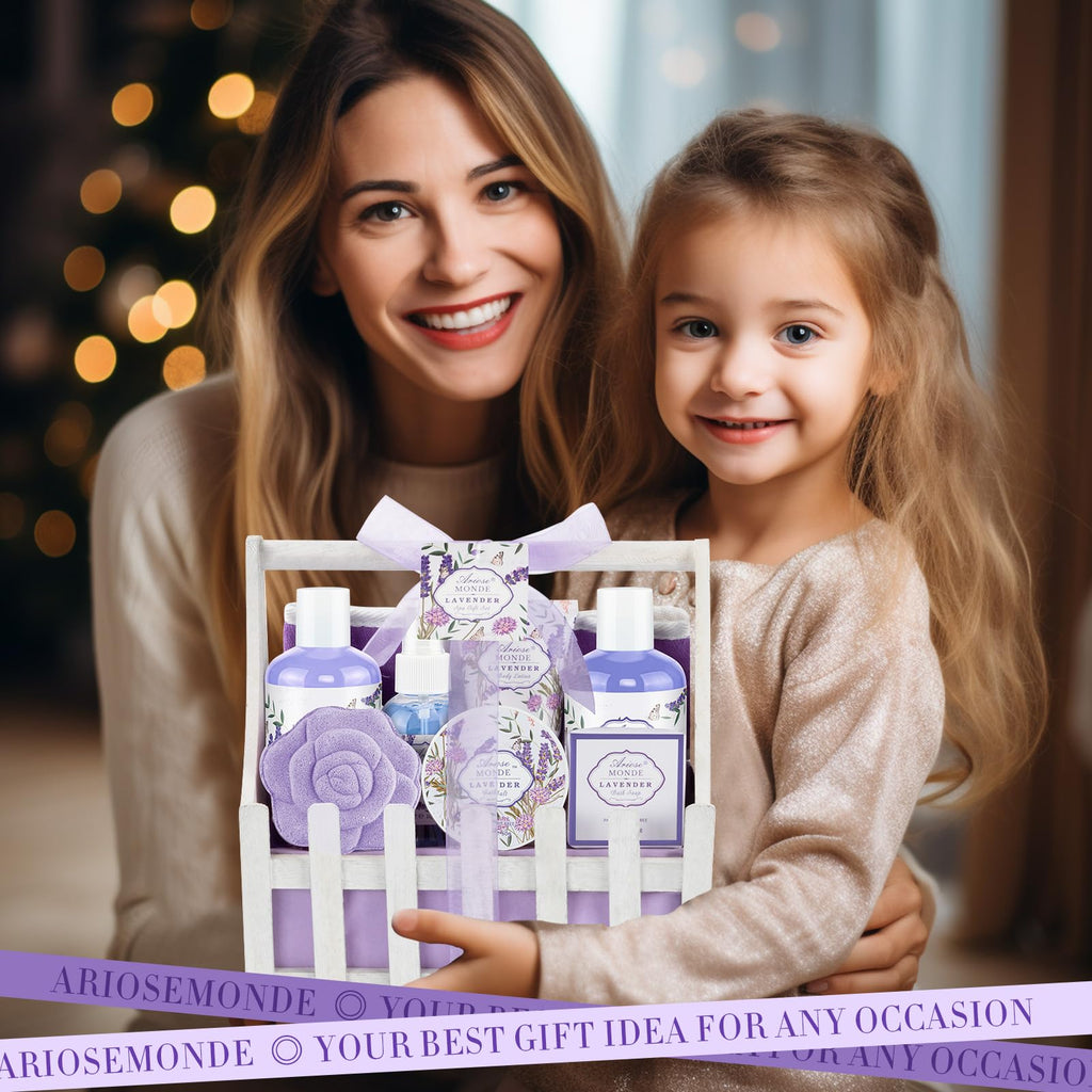 ArioseMonde Lavender Spa Gift Set – Luxury At-Home Self-Care Gift Baskets for Women
