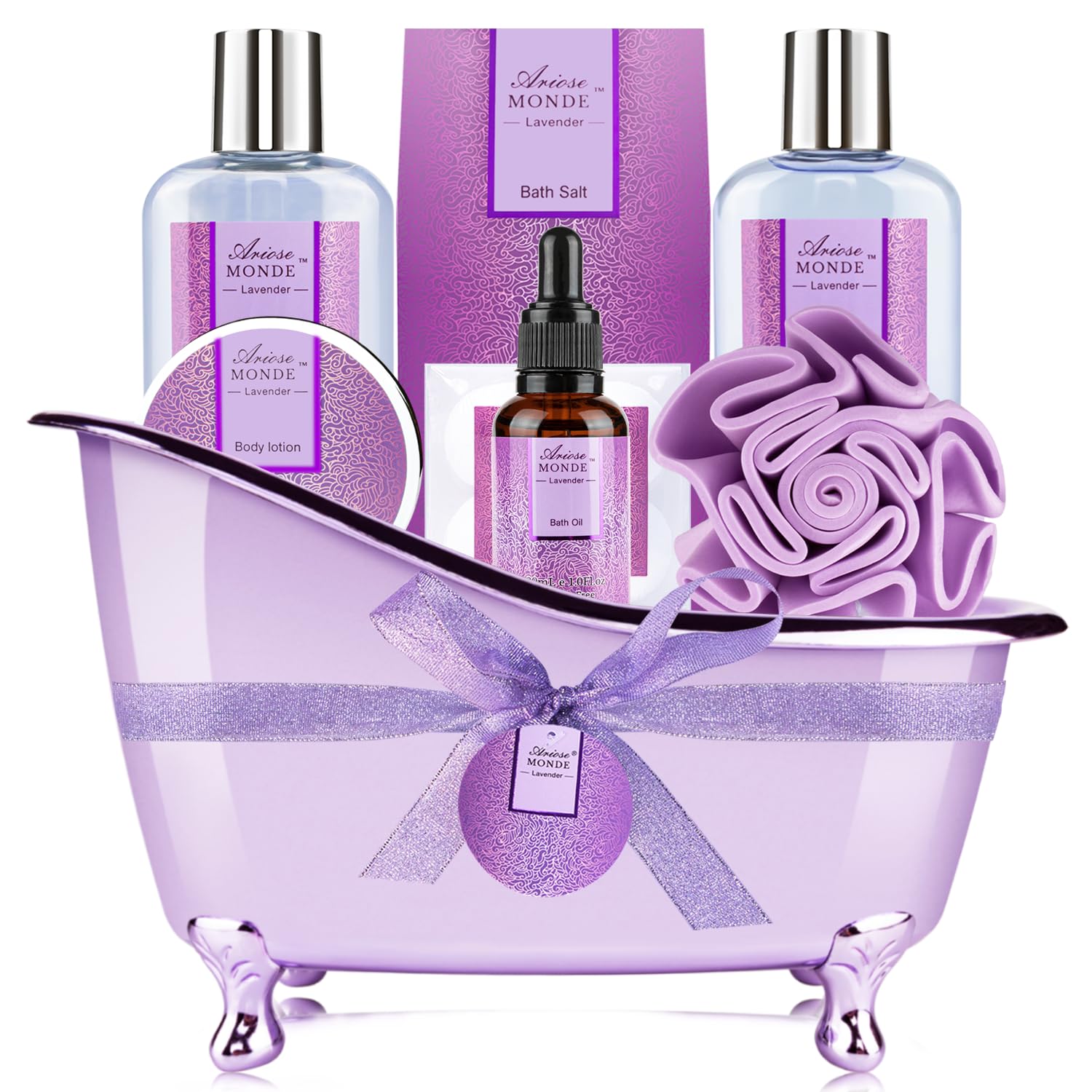 ArioseMonde Lavender Bath Set – Premium Spa Gift Basket for Women