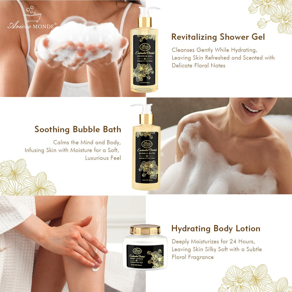 ArioseMonde Enchanted Orchid Spa Gift Basket for Women – Home Spa Kit