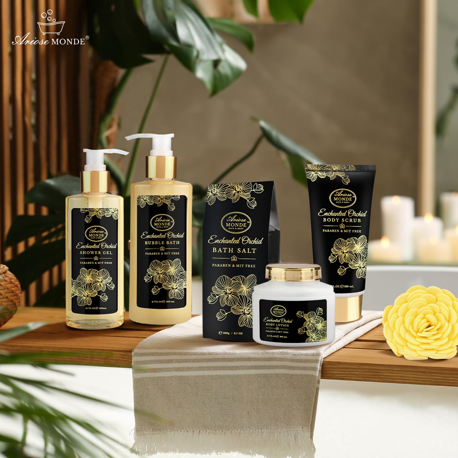 ArioseMonde Enchanted Orchid Spa Gift Basket for Women – Home Spa Kit