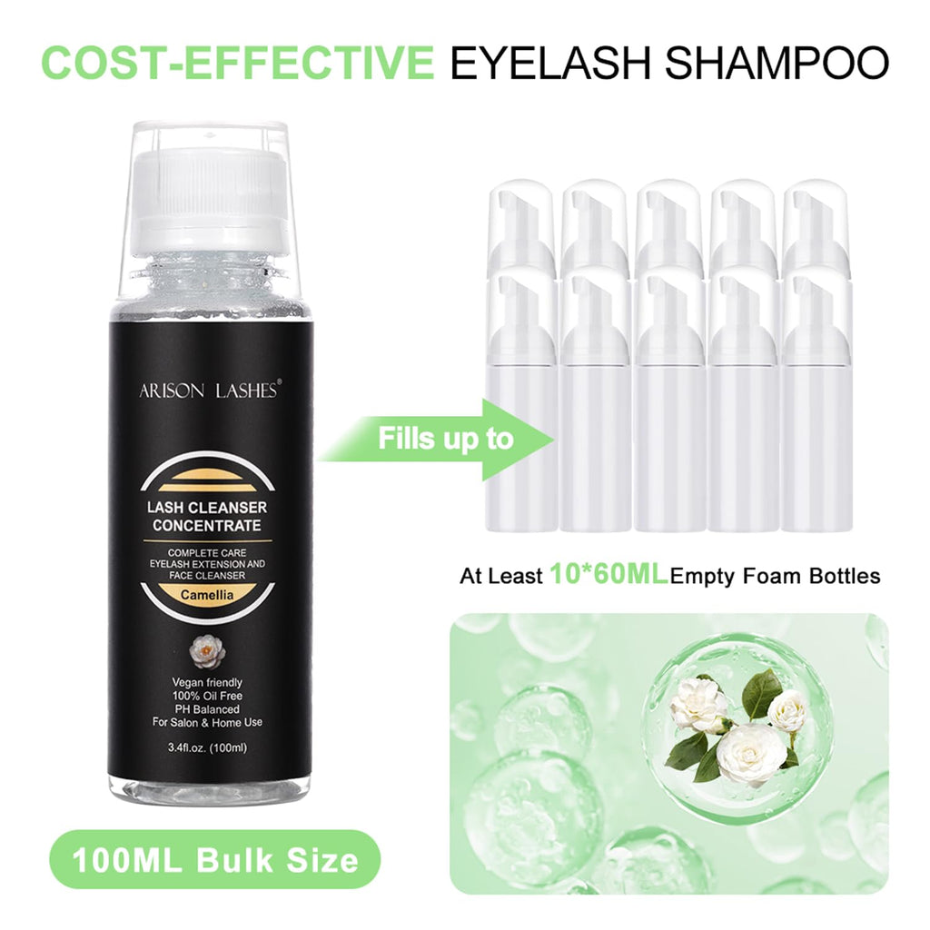 ARISON LASHES Eyelash Cleanser Concentrate 100ml – Camellia Gentle Foaming Lash Shampoo