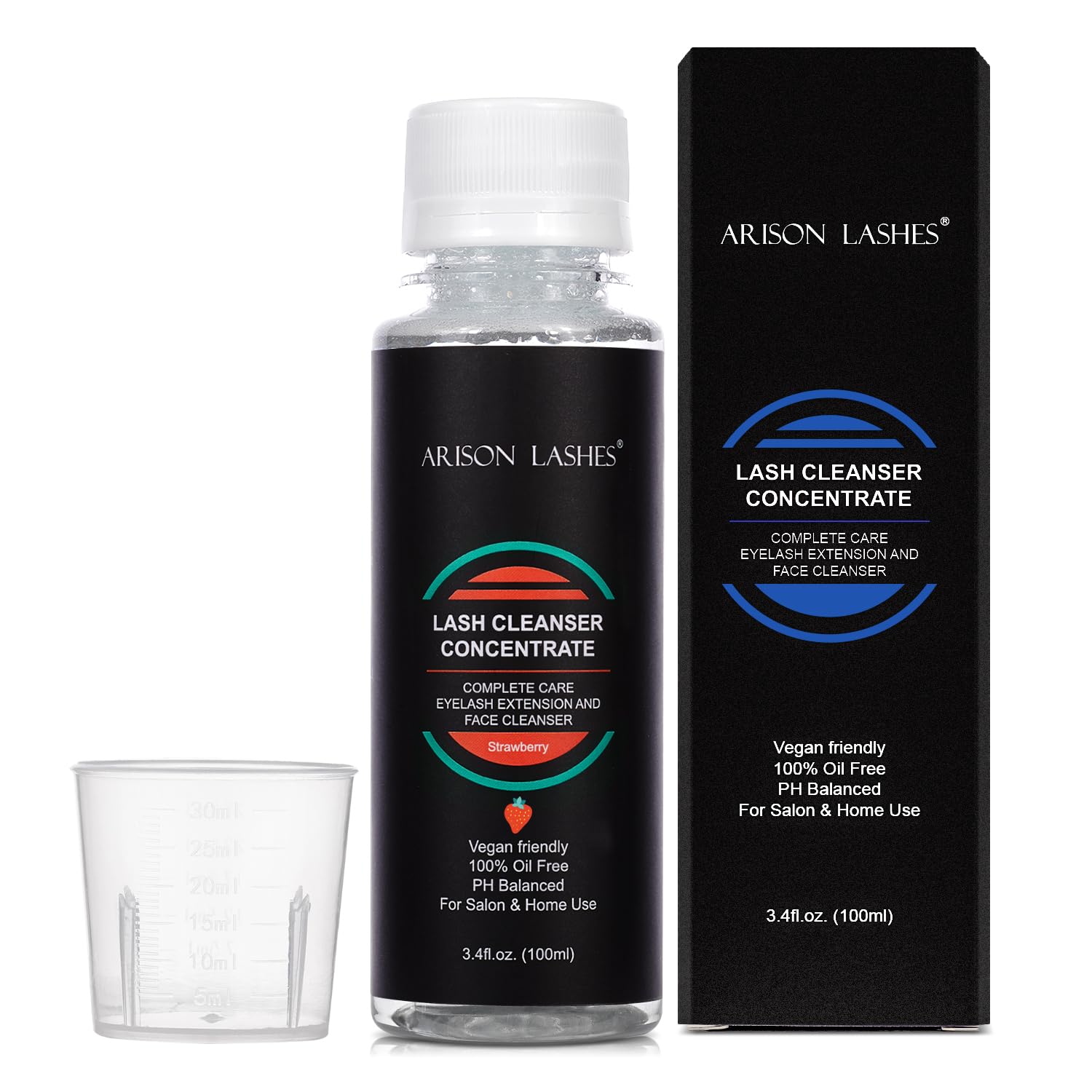ARISON LASHES Eyelash Cleanser Concentrate 100ml – Foaming Lash Shampoo for Extensions (Strawberry)