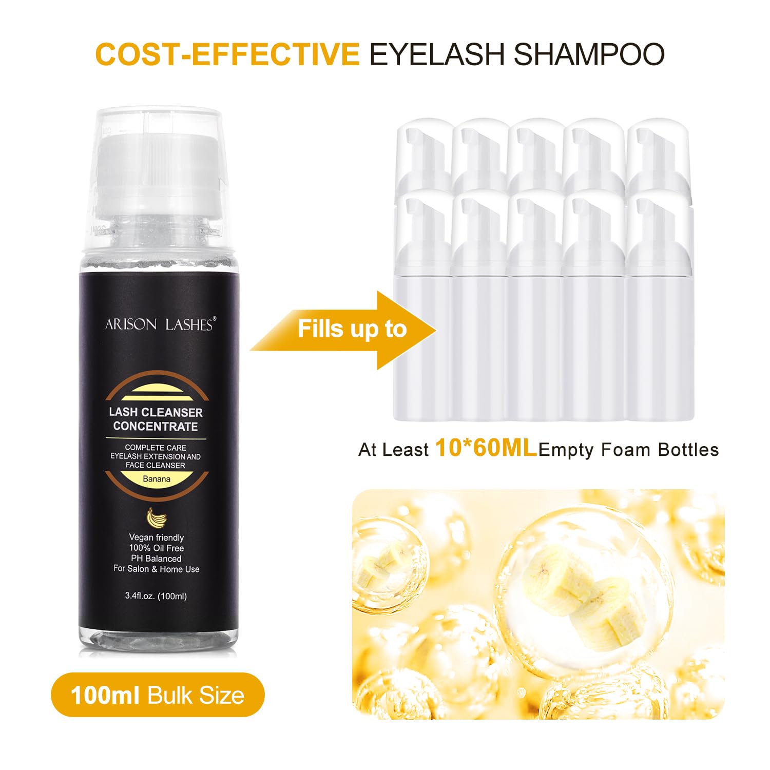 ARISON LASHES Eyelash Cleanser Concentrate 100ml – DIY Lash Shampoo for Extensions