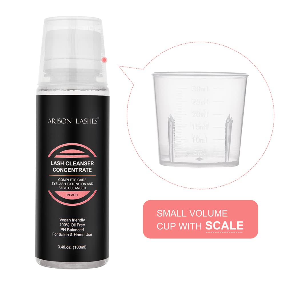 ARISON LASHES Eyelash Cleanser Concentrate 100ml – DIY Lash Shampoo for Extensions (Peach) – Makes 20 x 60ml bottles