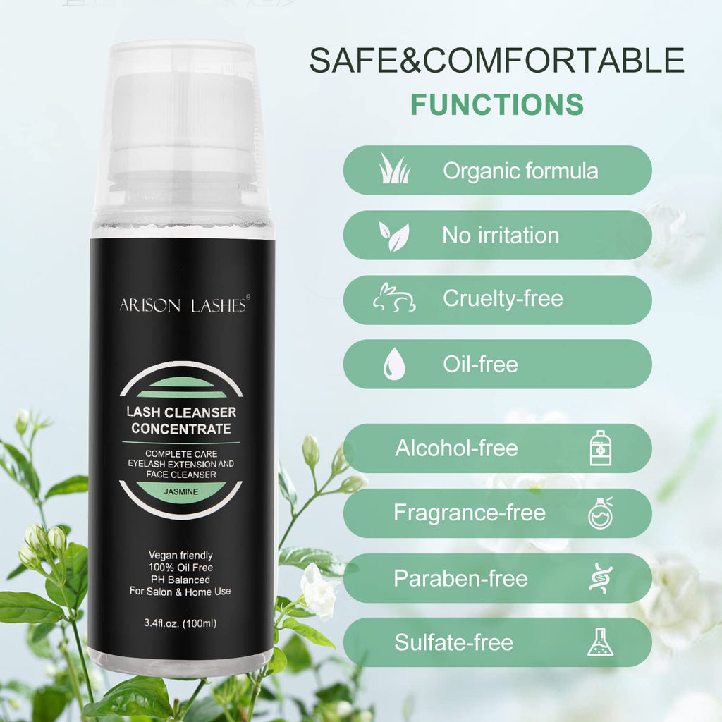 ARISON LASHES Eyelash Cleanser Concentrate 100ml – Jasmine, Professional Lash Shampoo