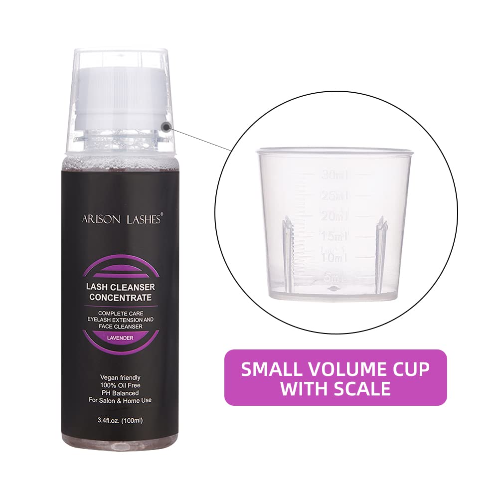 ARISON LASHES Eyelash Cleanser Concentrate 100ml – Lavender Foaming Lash Shampoo for Extensions
