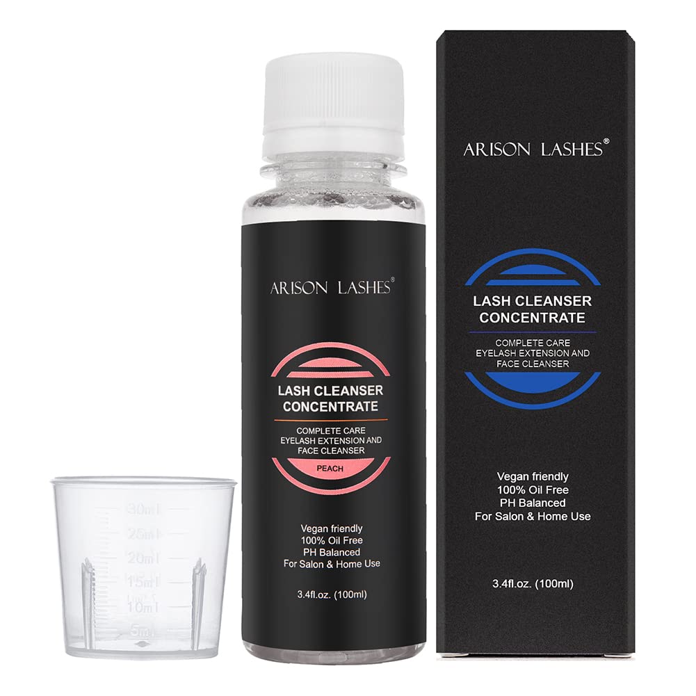 ARISON LASHES Eyelash Cleanser Concentrate 100ml – DIY Lash Shampoo for Extensions (Peach) – Makes 20 x 60ml bottles