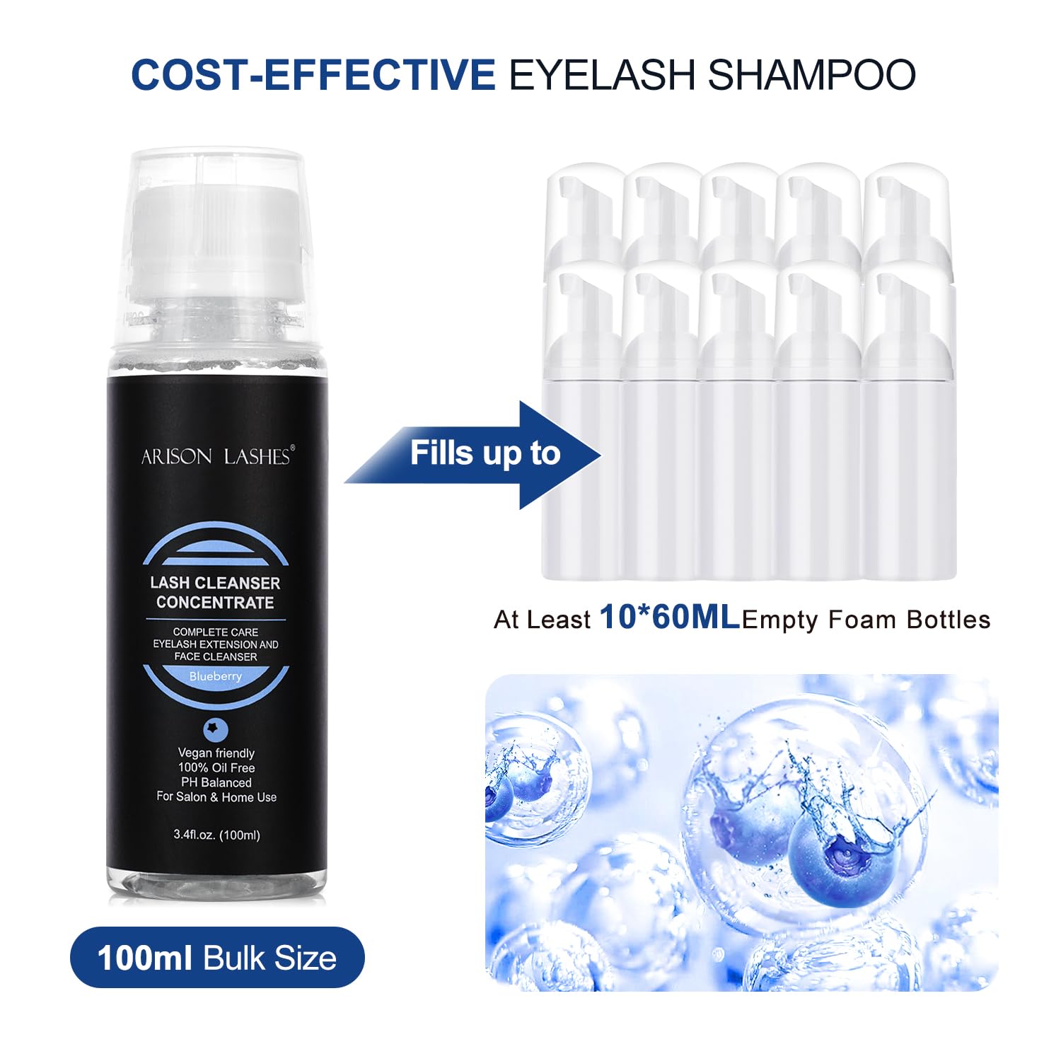 ARISON LASHES Eyelash Cleanser Concentrate 100ml – Lash Extensions Shampoo