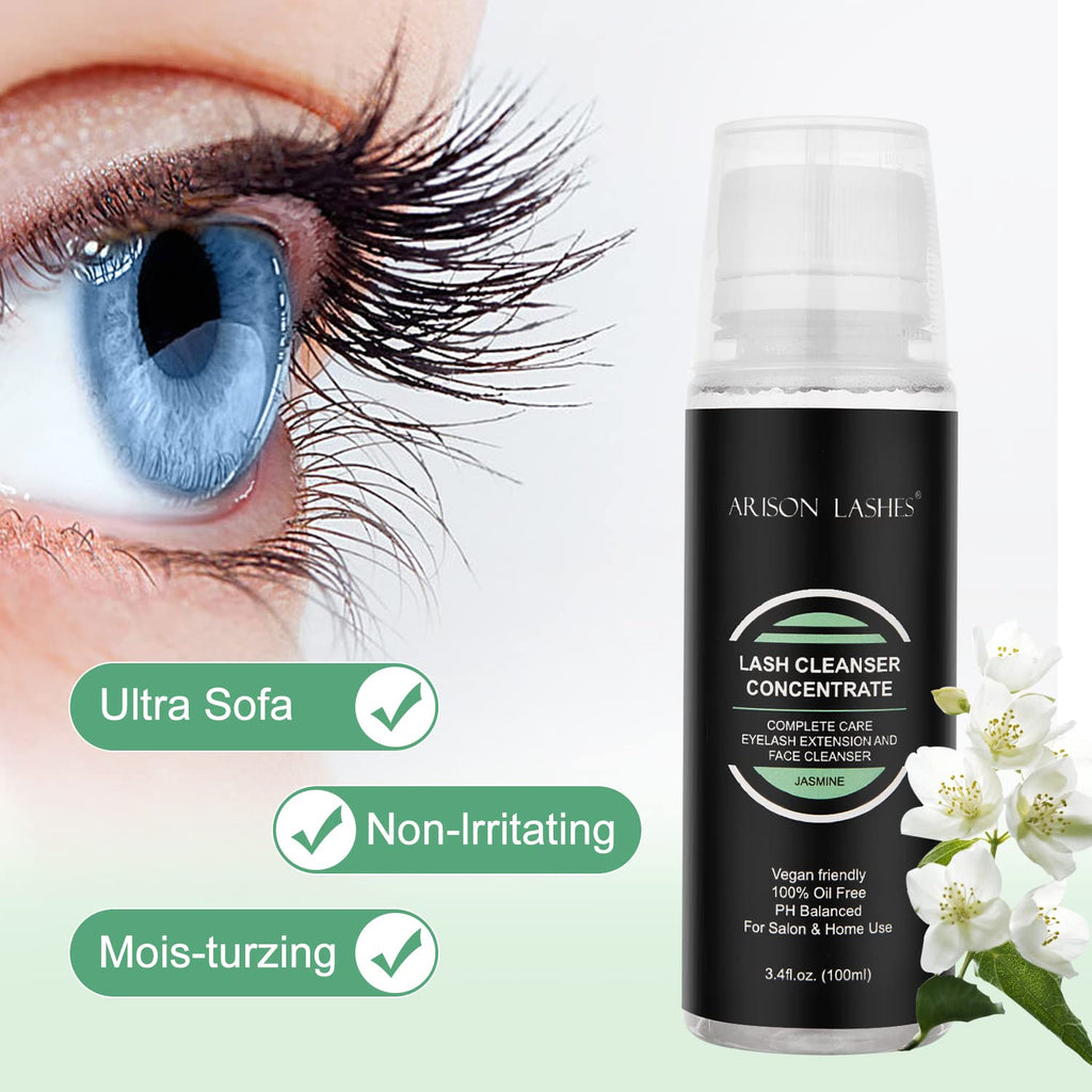 ARISON LASHES Eyelash Cleanser Concentrate 100ml – Jasmine, Professional Lash Shampoo