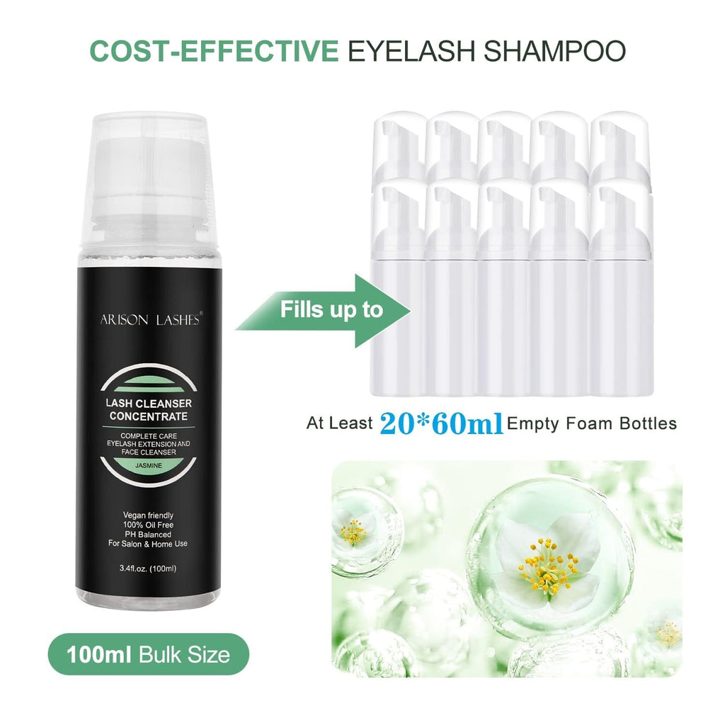 ARISON LASHES Eyelash Cleanser Concentrate 100ml – Jasmine, Professional Lash Shampoo