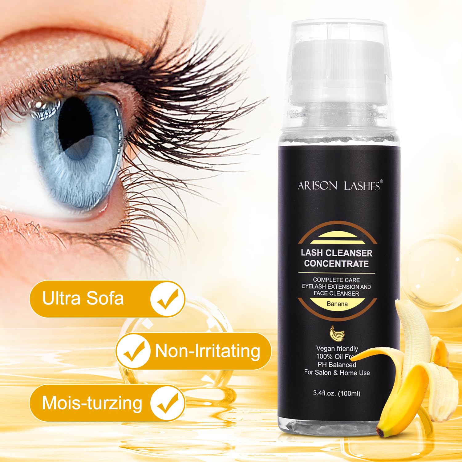 ARISON LASHES Eyelash Cleanser Concentrate 100ml – DIY Lash Shampoo for Extensions