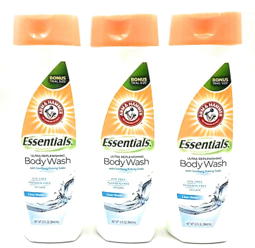 Arm & Hammer Clear Water Ultra Moisturizing Body Wash - Pack of 3s | Dye-Free, Paraben-Free, Vegan