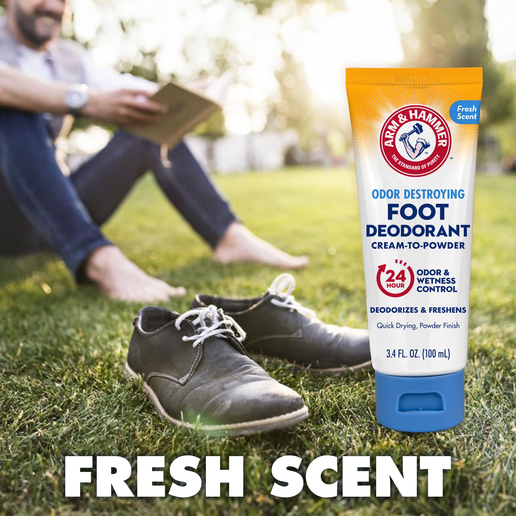 Arm & Hammer Cream-to-Powder Foot Deodorant – 24-Hour Odor & Wetness Protection (3 Pack)