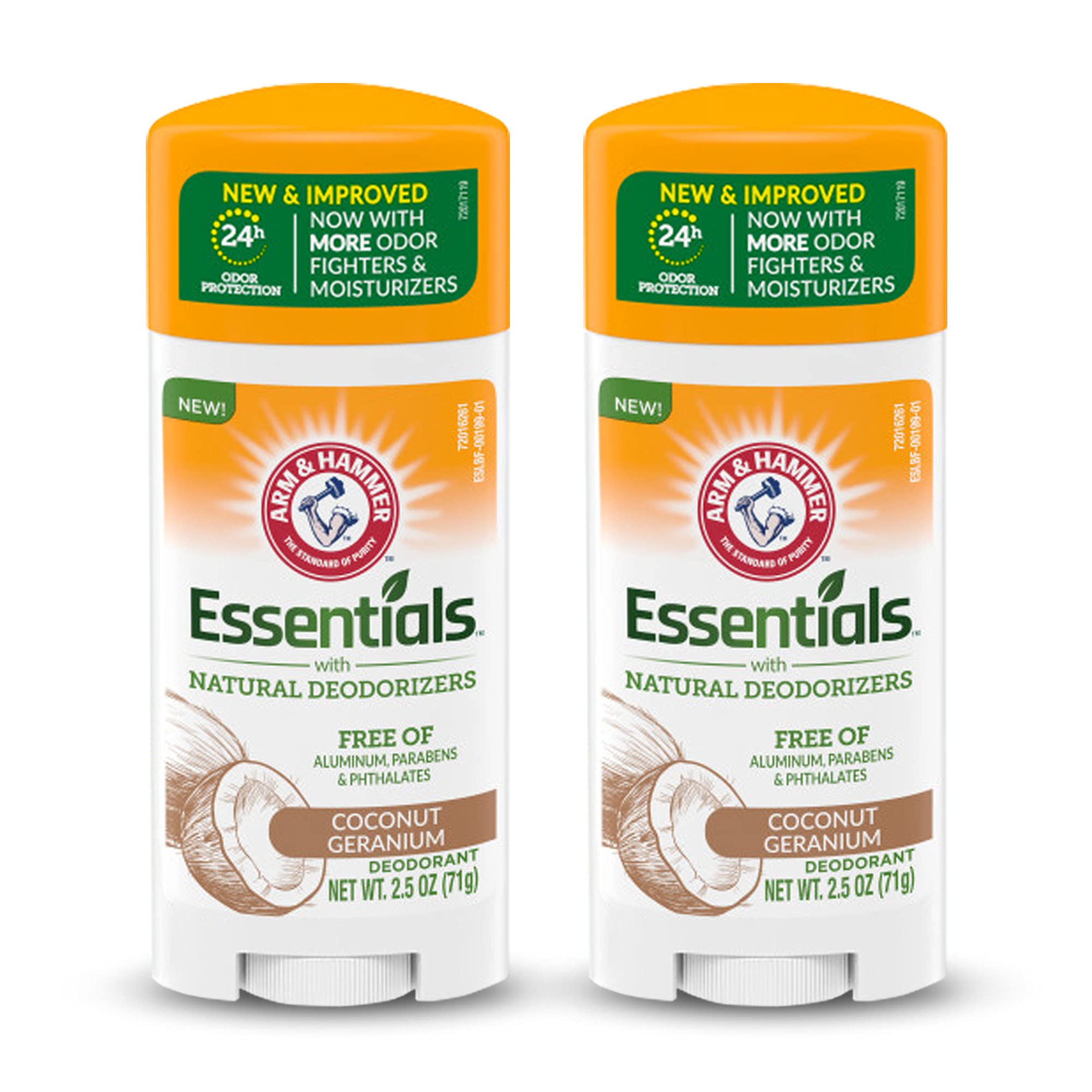ARM & HAMMER Essentials Deodorant - Coconut Geranium - Aluminum-Free, 2.5 oz (Pack of 2)