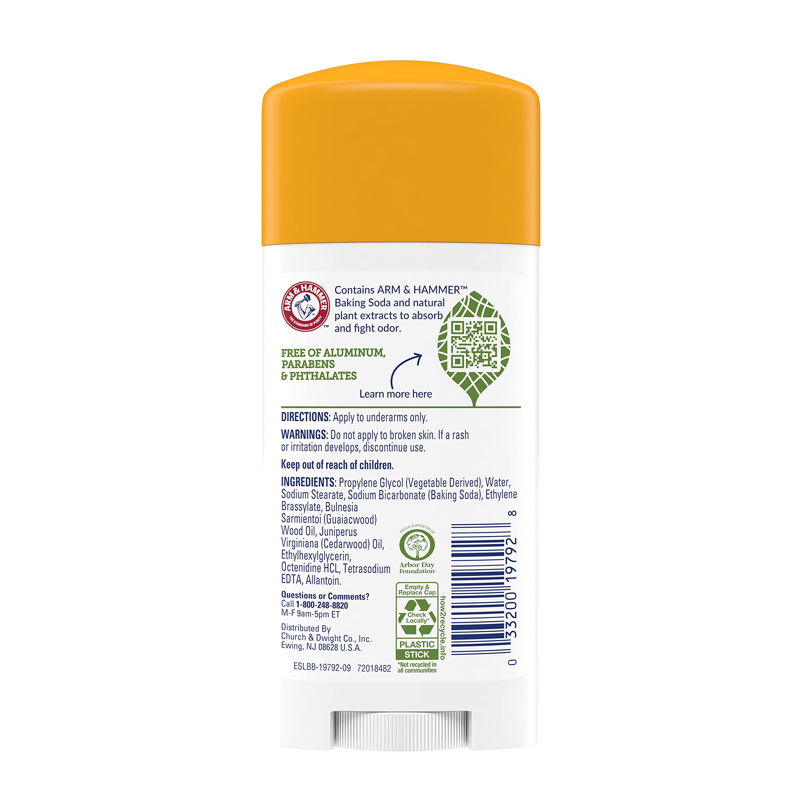 Arm & Hammer Essentials Unscented Deodorant – Aluminum-Free, 2.5 oz (73 ml) 3 Pack