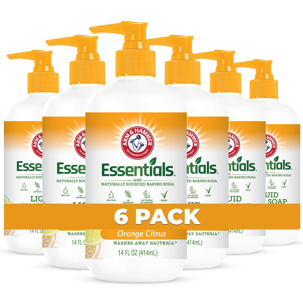 Arm & Hammer 6 Pack Liquid Hand Soap – Orange Citrus Scent, Gentle Cleansing, 14 oz