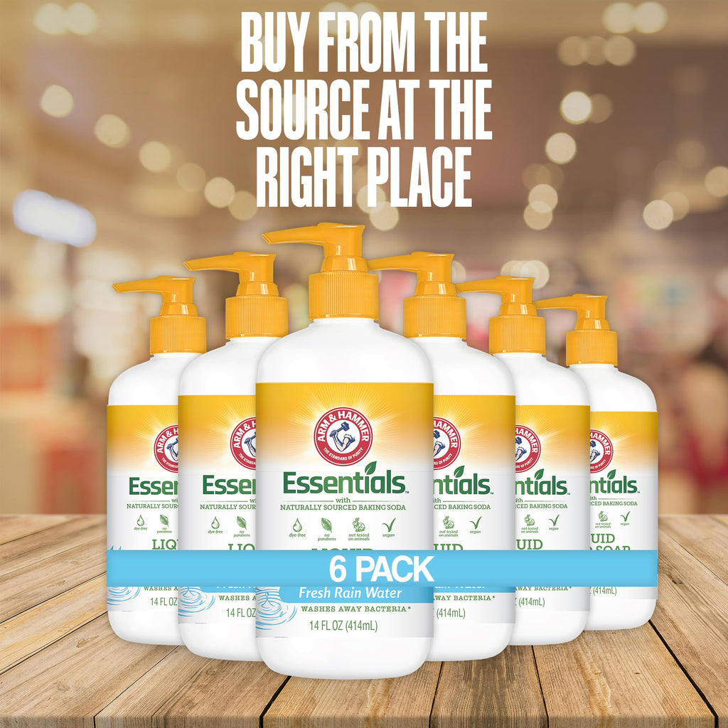 Arm & Hammer 6-Pack Liquid Hand Soap – Fresh Rain Water Scent, Organic Formula, 14 fl oz