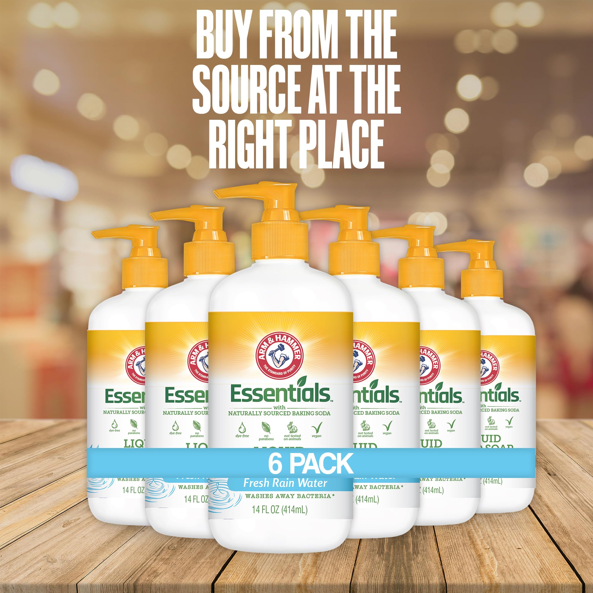 Arm & Hammer 6-Pack Liquid Hand Soap – Fresh Rain Water Scent, Organic Formula, 14 fl oz