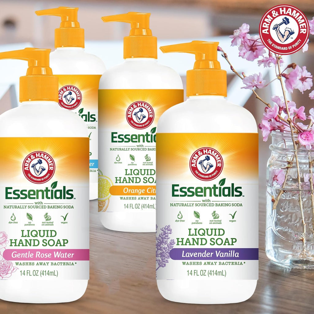 Arm & Hammer 6 Pack Liquid Hand Soap – Gentle Rose Scent, Organic, 14 oz