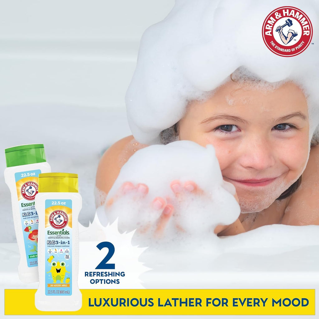 Arm & Hammer 6 Pack Essentials Kids Body Wash – 3-in-1 Sea Monster Mango, Non-Toxic
