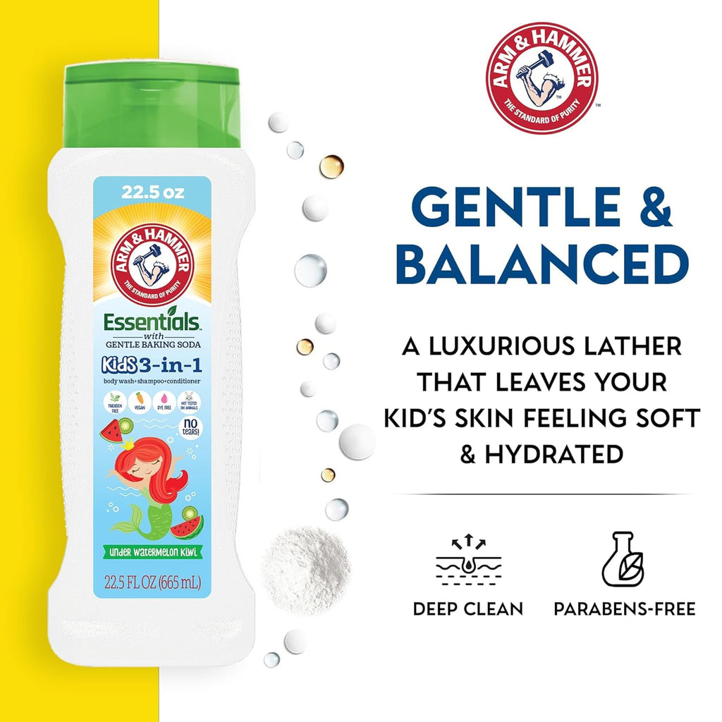 Arm & Hammer 6 Pack Essentials Kids Body Wash – 3-in-1 Sea Monster Mango, Non-Toxic