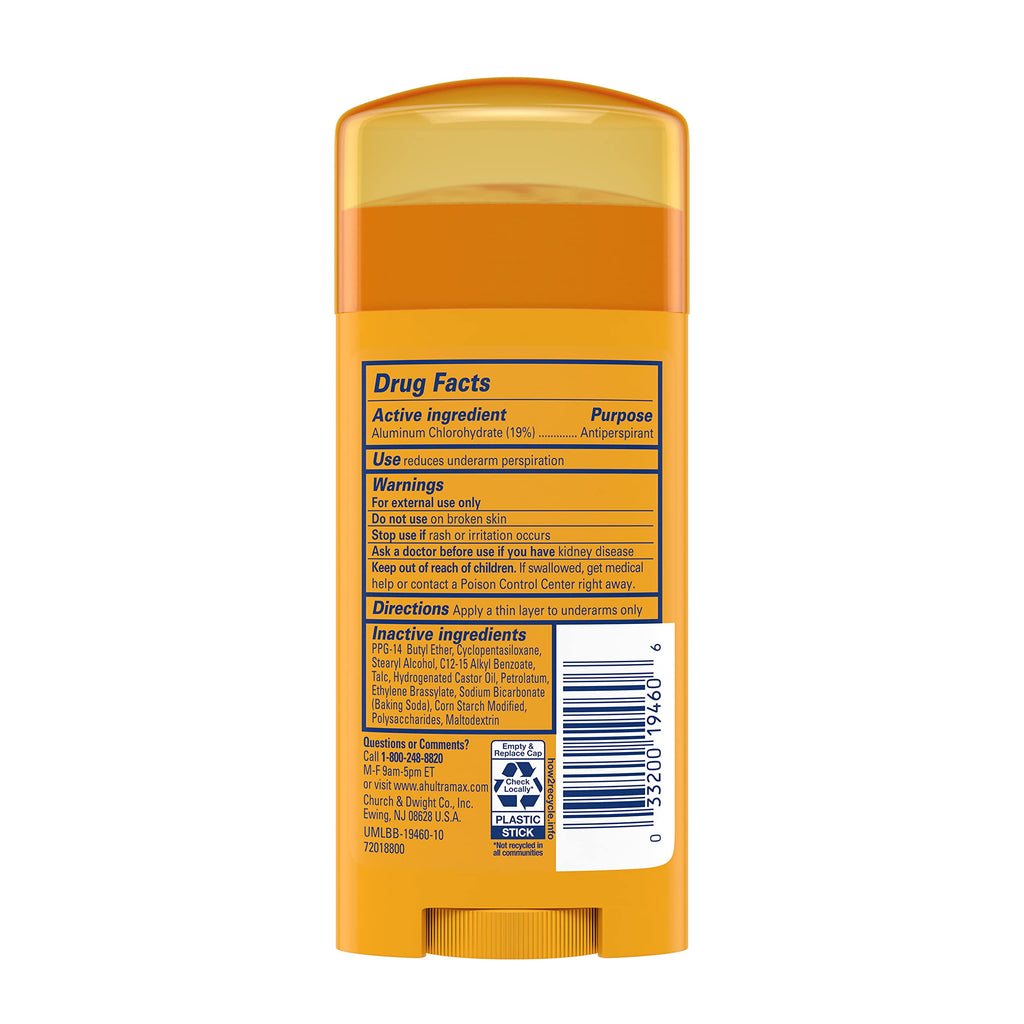 ARM & HAMMER ULTRAMAX Unscented Anti-Perspirant Deodorant Stick – 2.6 oz, Pack of 9