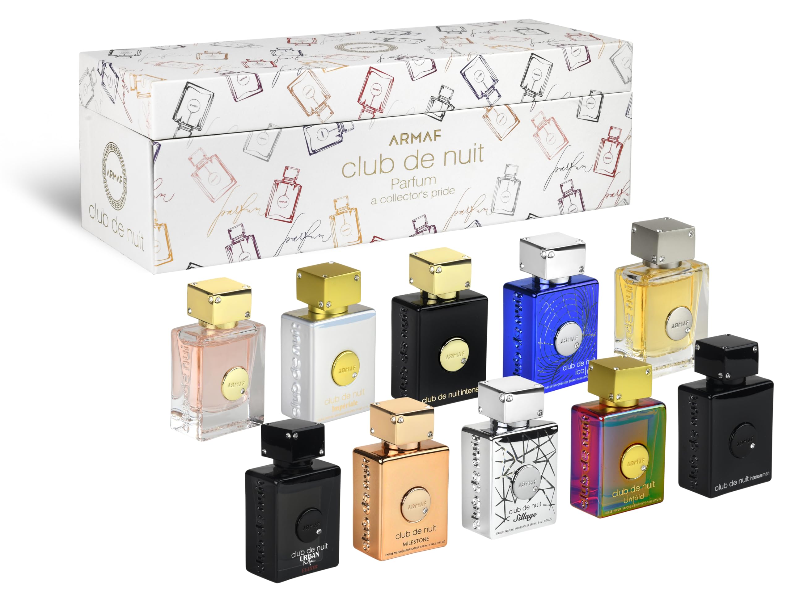 Armaf Club de Nuit Parfum Mini Set – 10 Fragrance Minis for Men & Women
